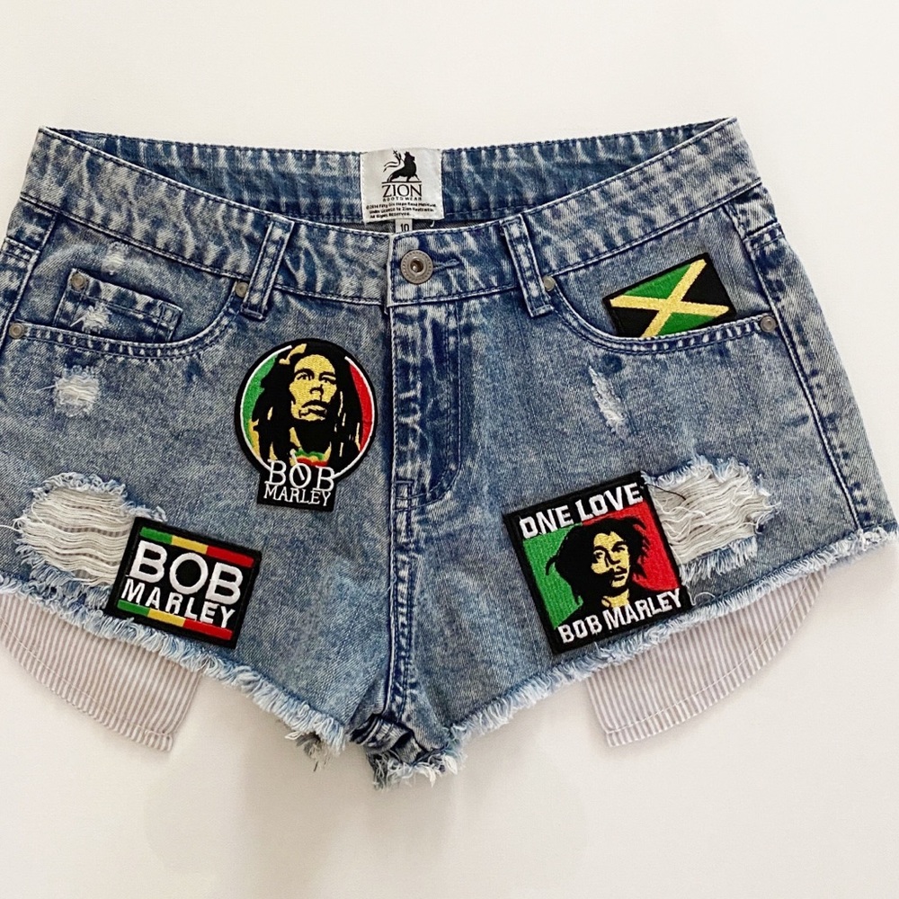 Bob Marley Reggae Ska Distressed Denim Shorts